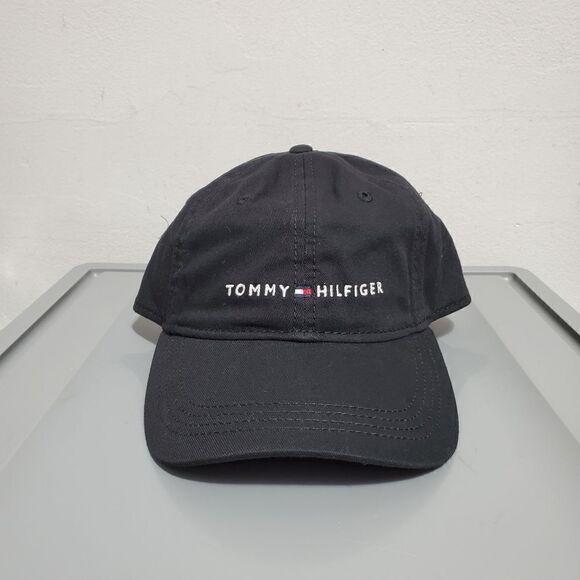 Tommy Hilfiger Mens Embroidered logo Baseball Adjustable Black Dad Hat Cap NWT - Picture 1 of 8